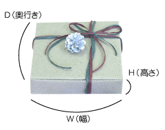 ミニピザBOXのW(長辺)×D(短辺)×H(高さ)の図